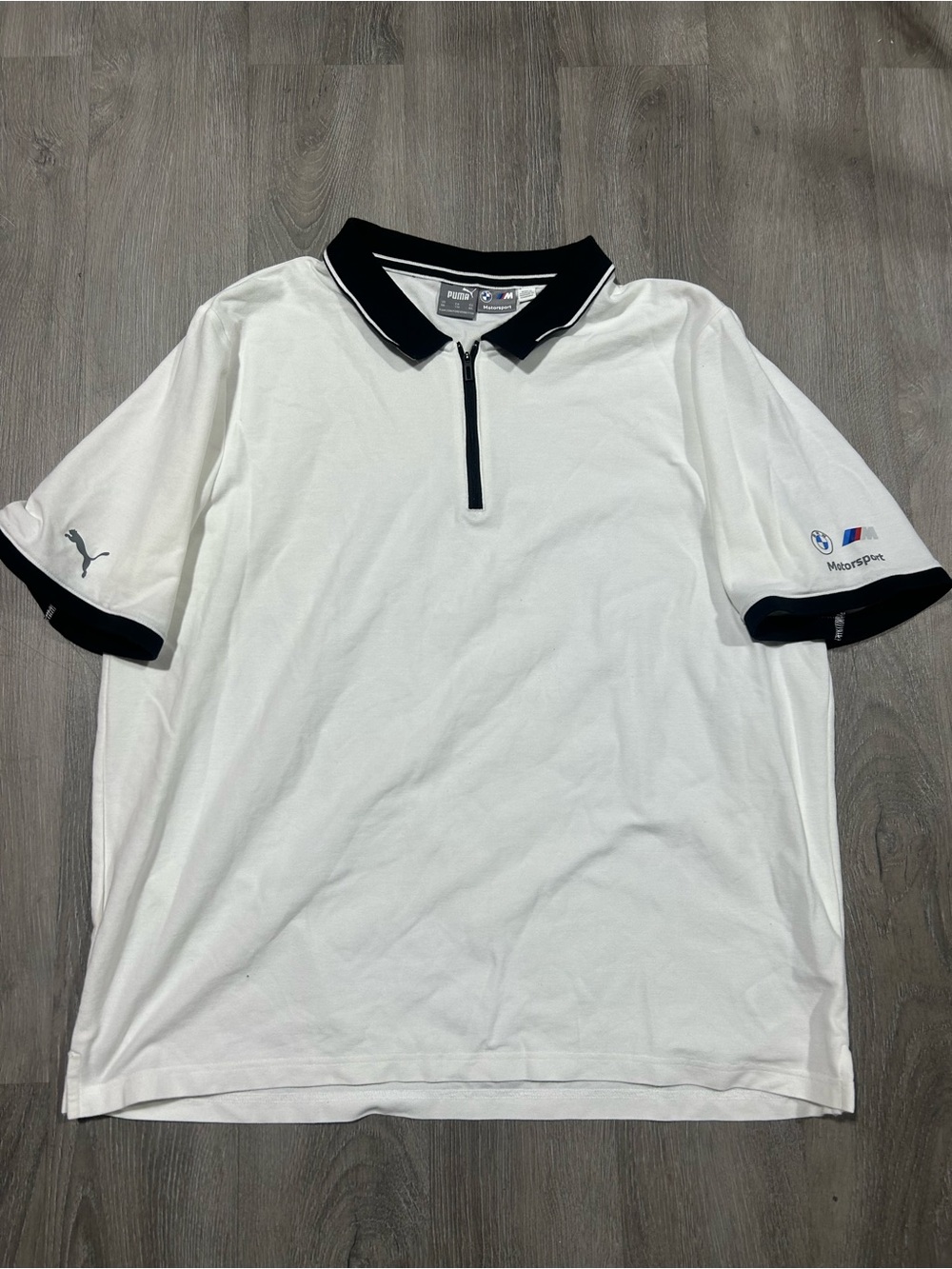 Puma BMW Motorsport Team Polo Shirt Men’s Sz XXL 1/4 Zip White tshirt
